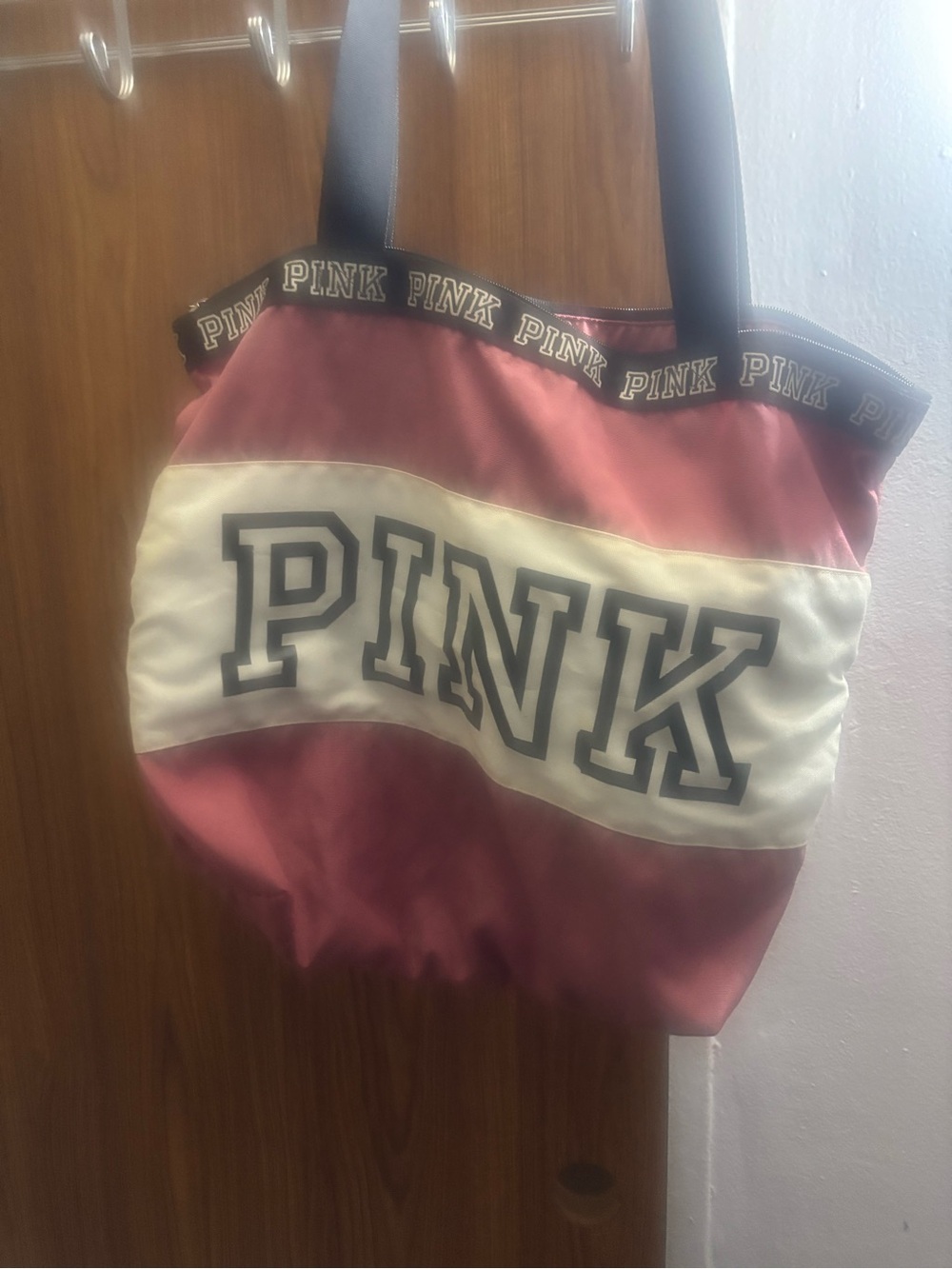 PINK Victoria's Secret Pink and Cream Logo Tote